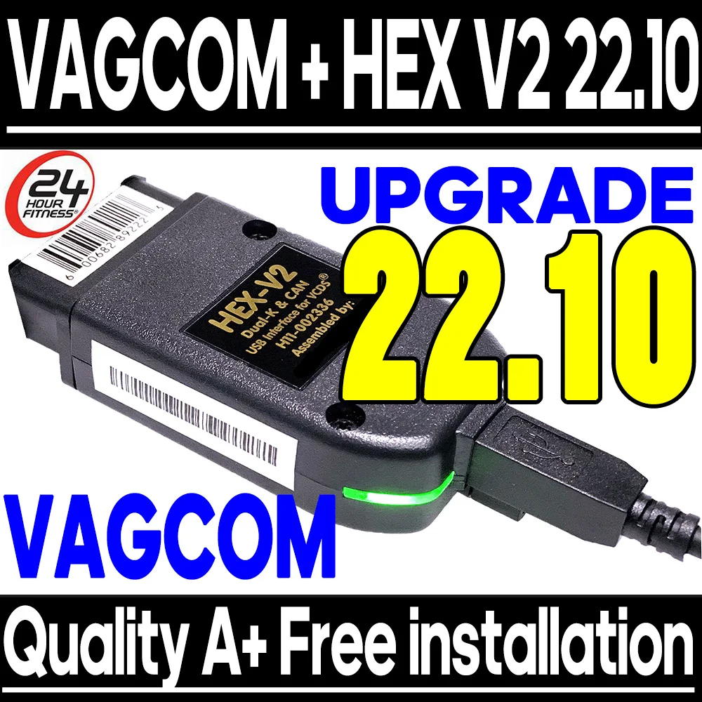 

Top Sale For VAG COM 22.10/22.9 OBD2 Scanner HEX V2 VAGCOM USB Interface For VW AUDI Skoda Seat Unlimited VINs ATMEGA162 TOOLS