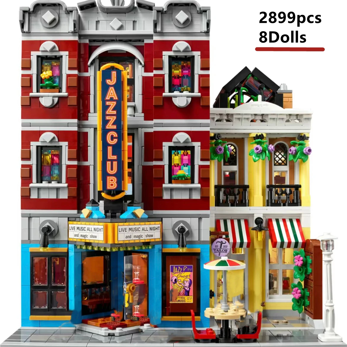 

Streetview Boutique Hotel Home Jazz Club Set Pizzeria Fit 10312 Modular Building Blocks Bricks Toys Boy Kids Gifts