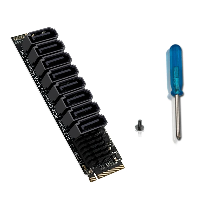 Карта расширения M.2 PCIE на SATA ASM1166 6 Гбитс NVME M.2 M-Key PCIE3.0 с 8 портами SATA3 и интеллектуальным индикатором для настольных ПК (art.: 3920da7d132aa) - 3920da7d132aa