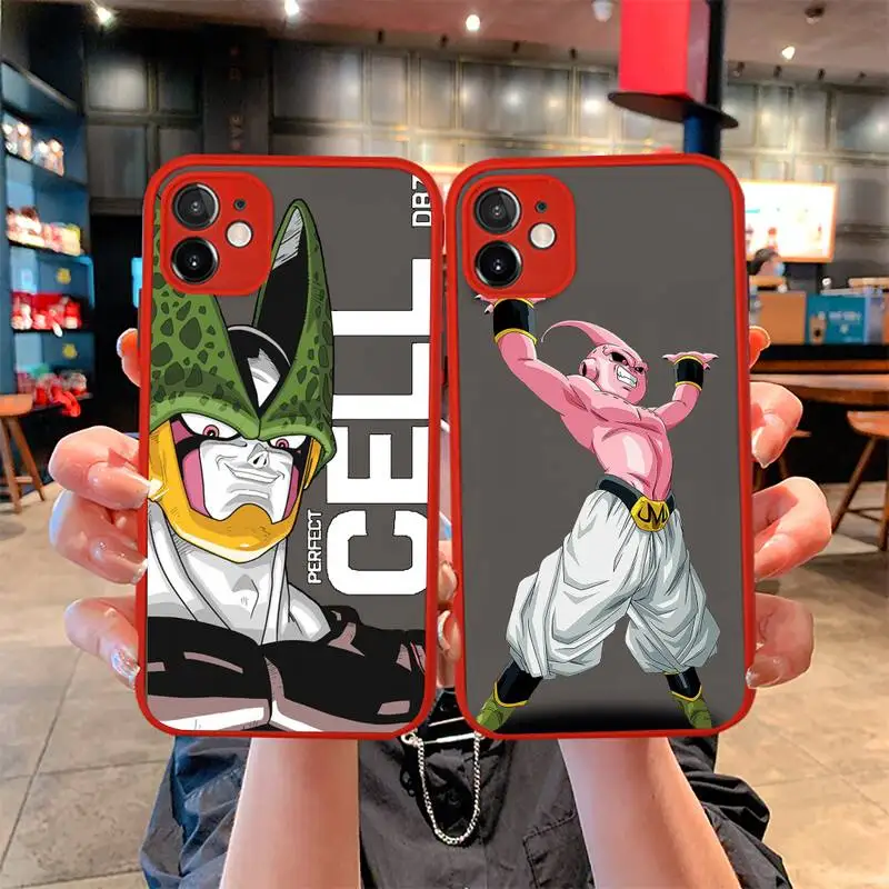 

Buu Cell Frieza Dragon Ball Z Toys Phone Case For iphone 14 Plus 13 12 11 Pro Mini Max XS X XR Matte Transparent Light Red Cover