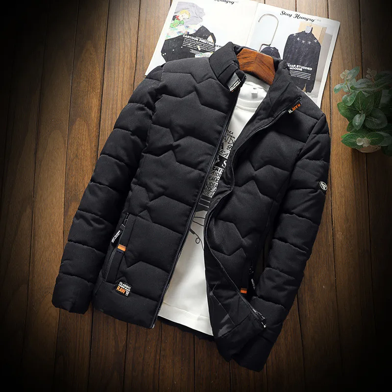 Hot Autumn Winter Jacket Men Thicken Warm Cotton-padded Mens Jackets Slim Fit Stand Collar Youth Winter Jackets and Coats For Me