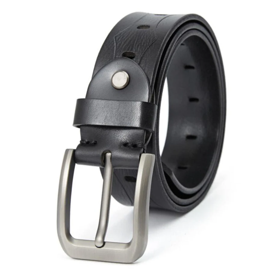 Men 100% Genuine Leather Belt New Men Leather Waistband Male Pin Buckle Belt Width:3.8cm Length:110-120cm