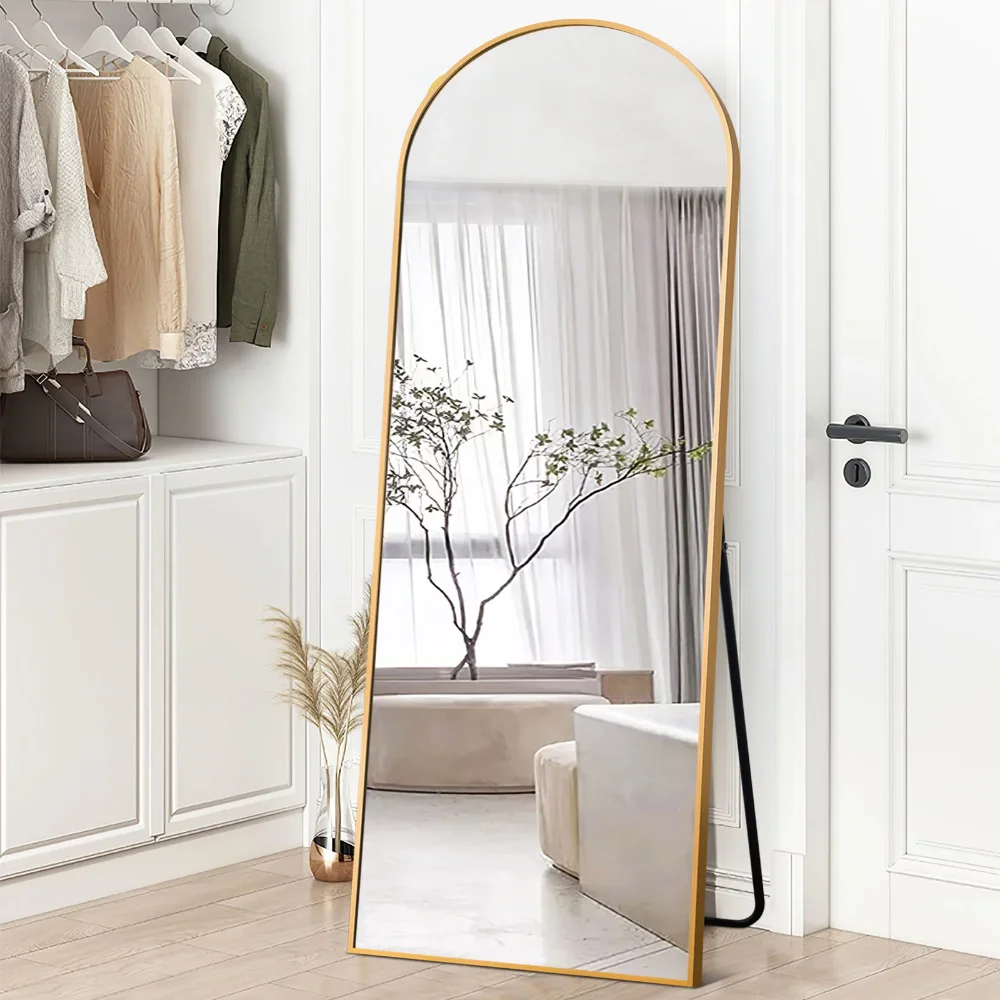 

22 in x 65 in Gold Modern Floor Mirror