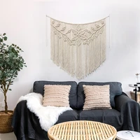 hand woven cotton thread macrame wall tapestry wall hanging ornament boho craft tassel curtain tapestry for home bedroom decor