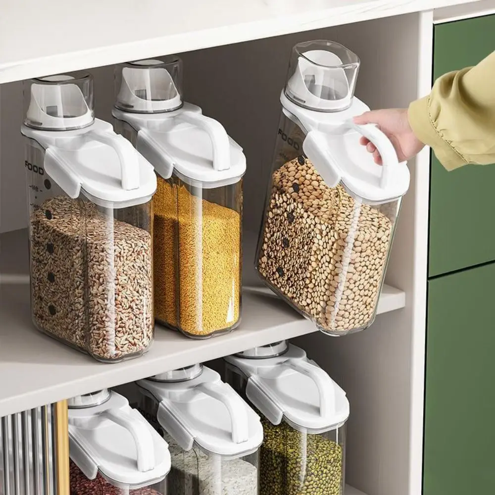 

Clear Airtight Food Storage Containers Cereal Dispenser Bulk Container Storage Box Rice Grain Dispenser Kitchen Organizer