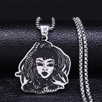 fashion dirty braid tattoo stainless steel necklace pendant women silver color witch necklaces jewelry colgante mujer n4060s06