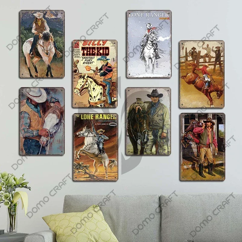Винтажный постер в стиле вестерн ковбои металлические жестяные знаки одиночный