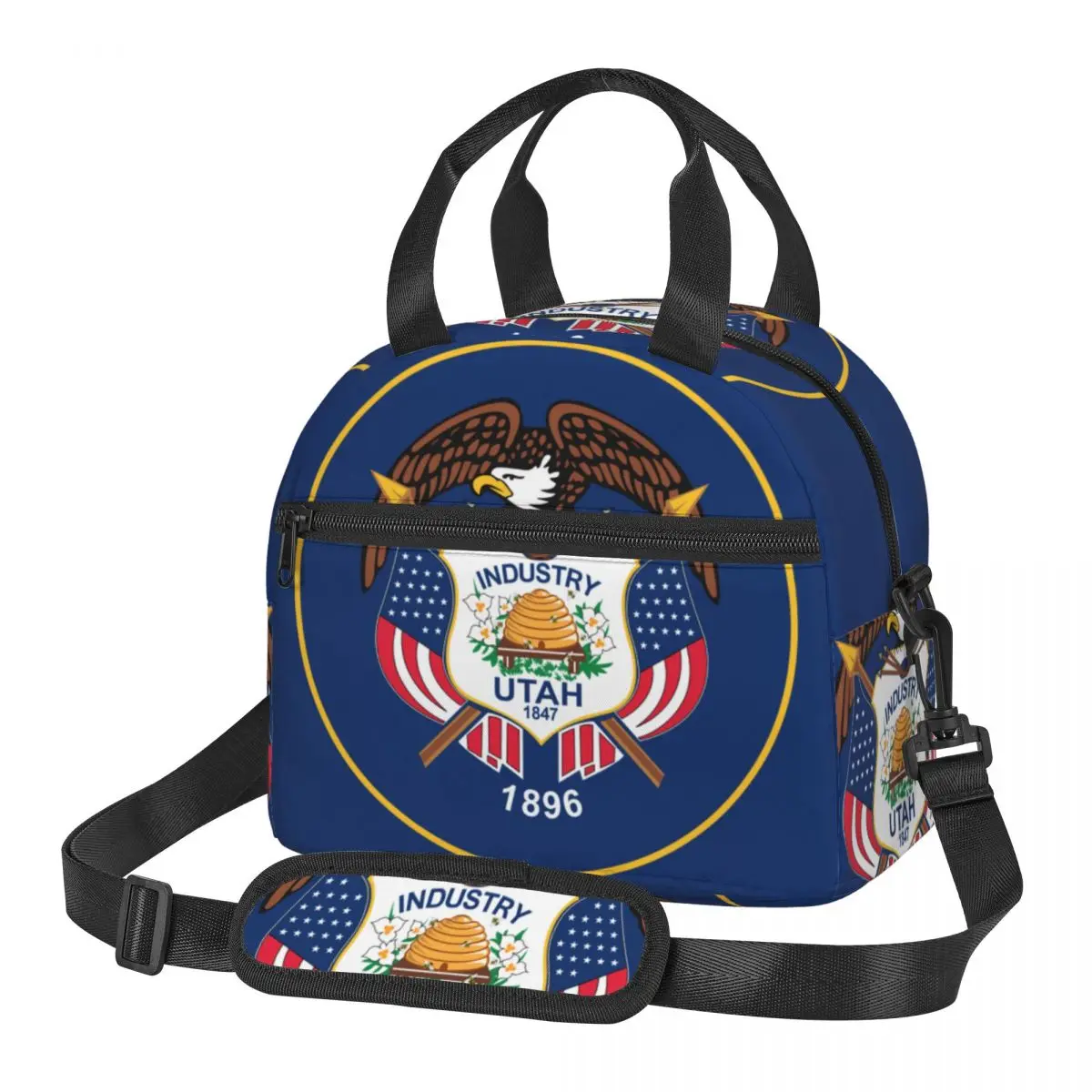 

Thermal Lunch Box Bag for Women Kids Flag Of Utah Food Storage Container Travel Picnic Bento Bag