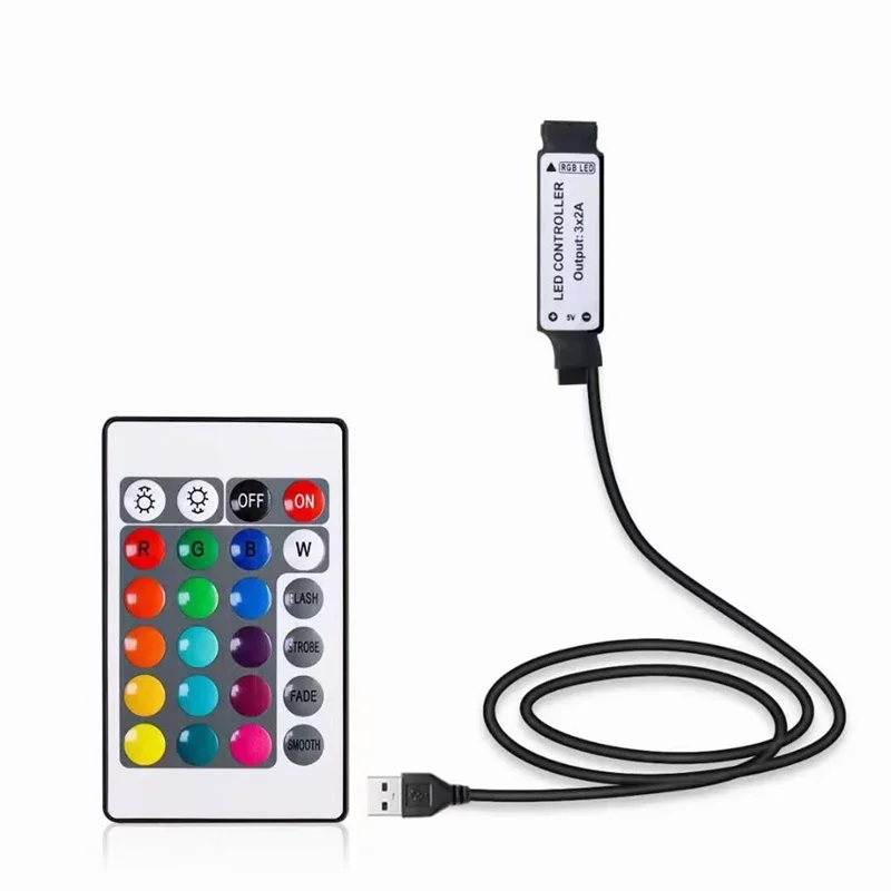 USB флэш-контроллер флэш-лампа 5 В флэш-Пульт с 24 флэш-лампами для 5050 3528 RGB