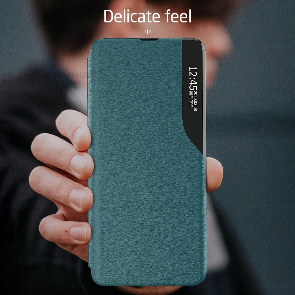Умный кожаный флип-чехол с магнитной подставкой и окном для Xiaomi Redmi 12C 4G Coque Funda