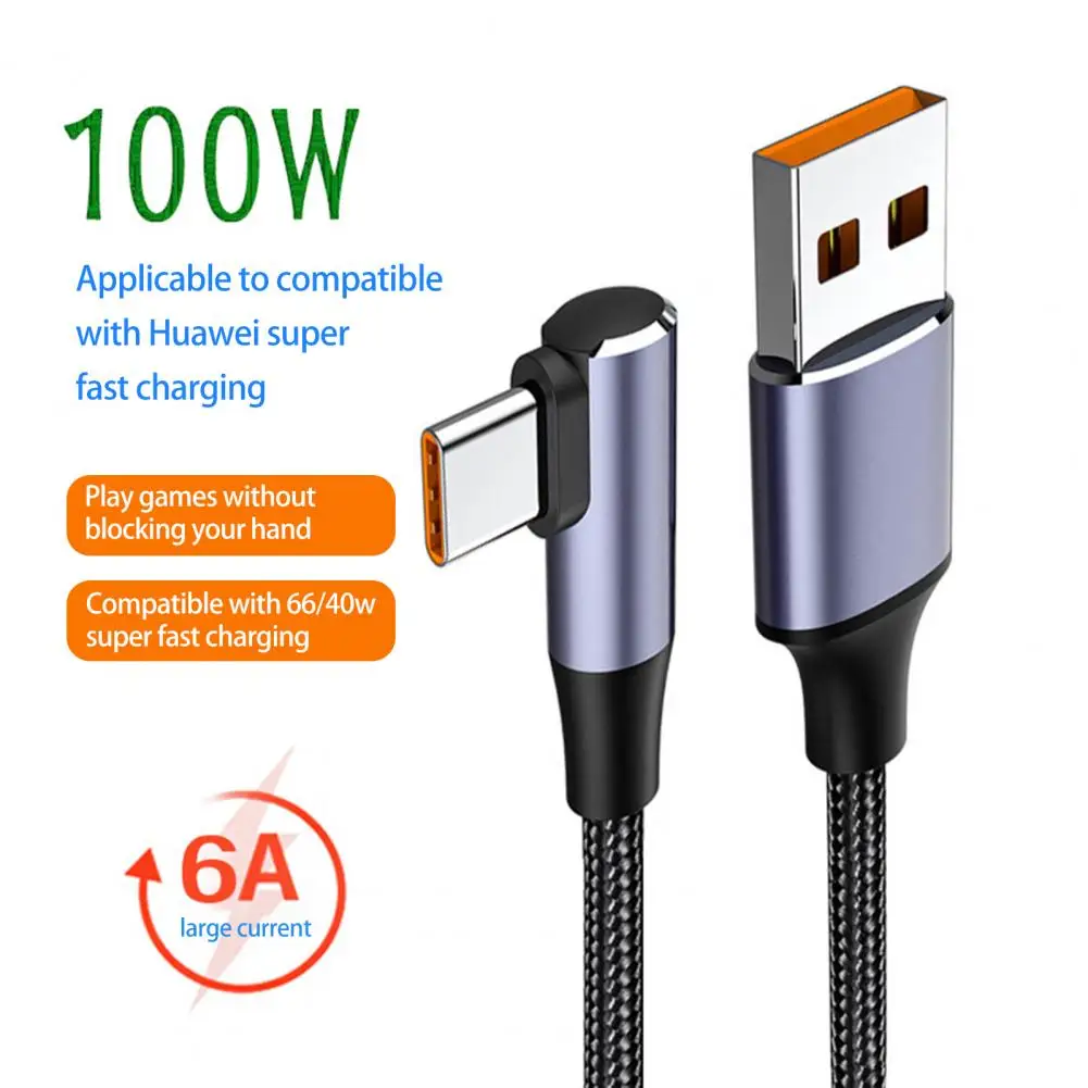 Зарядный кабель 6A 100 Вт прочный безопасный для передачи данных USB-кабель типа C