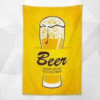 always on tap ice cold beer vintage beer day flag wall chart deluxe indoor outdoor banner retro oktoberfest decoration tapestry