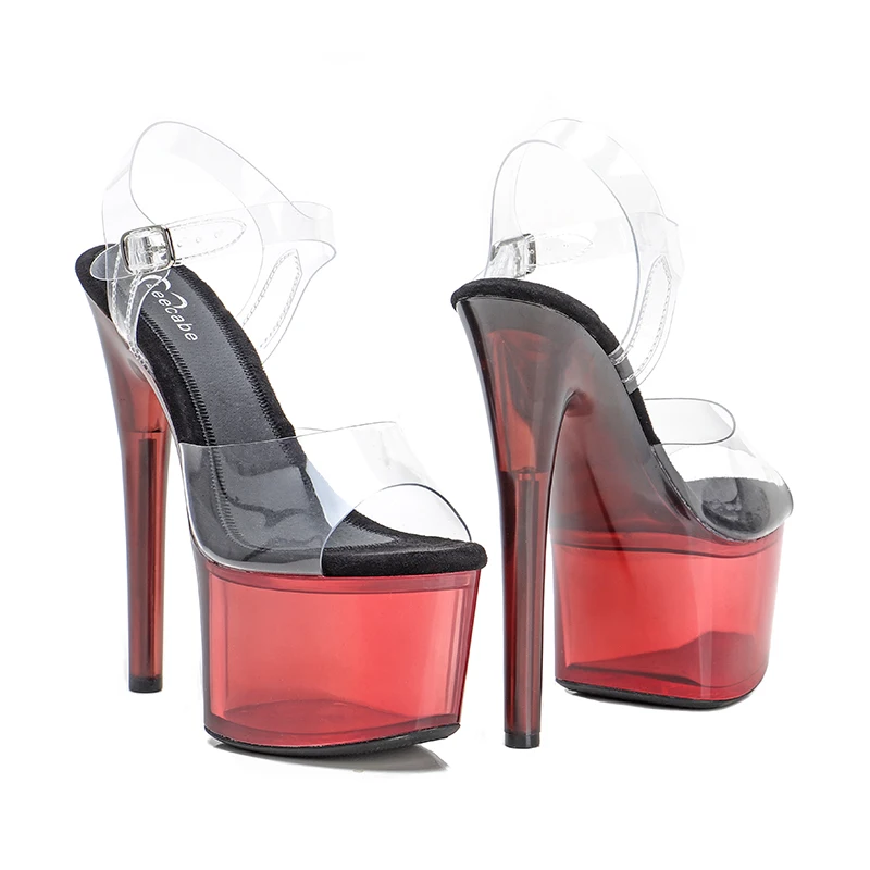 Leecabe 17CM/7Inch Beige Women's Platform Sandals  party High Heels Shoes Pole Dancing Shoes