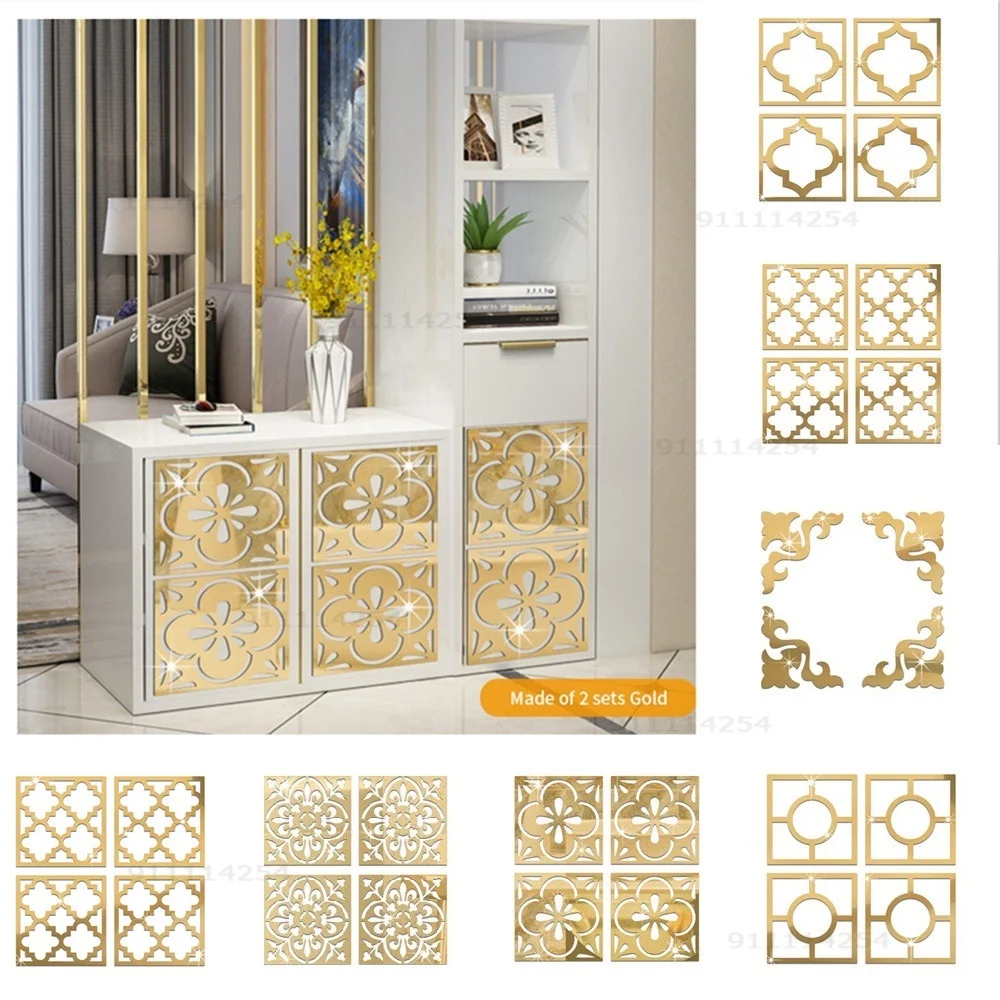 

Self-adhesive Thickening Acrylic Mirror Wall Sticker Gold Black Silver Furniture Mirror Sticker Living Room Bedroom Home Decor