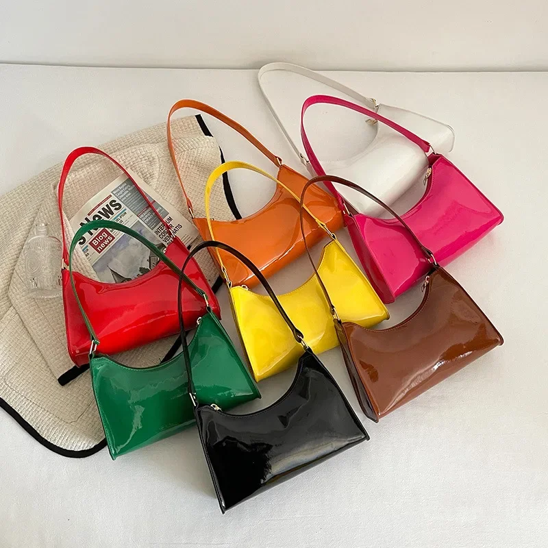 

Fashion Totes Shoulder Bag for Women Candy Color PU Leather Chain Handbags Simple Ladies Underarm Bag Exquisite Shopping Bags