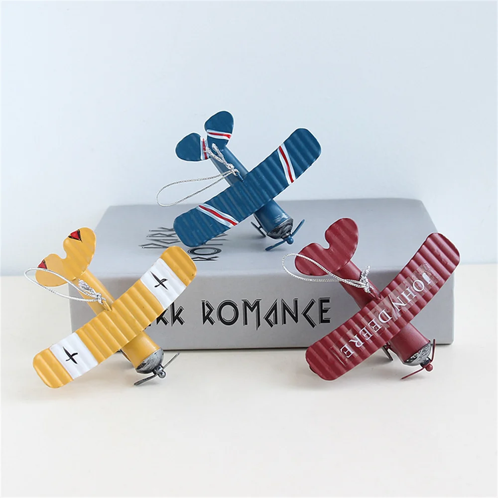 

Airplane Model Ornaments Vintage Iron Handmade Crafts Home Table Living Room Bedroom Hanging Decoration Desktop Decor