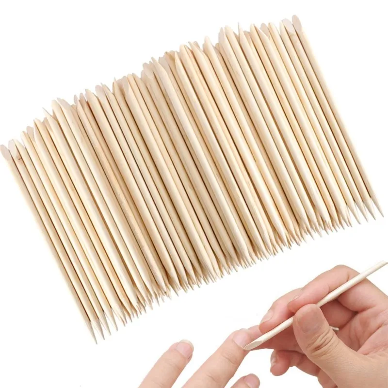 

100Pcs/Lot Nail Wooden Cuticle Pusher Wood Sticker Double Sided Multi Functional Cuticle Pusher Remover Manicure Pedicure Tool