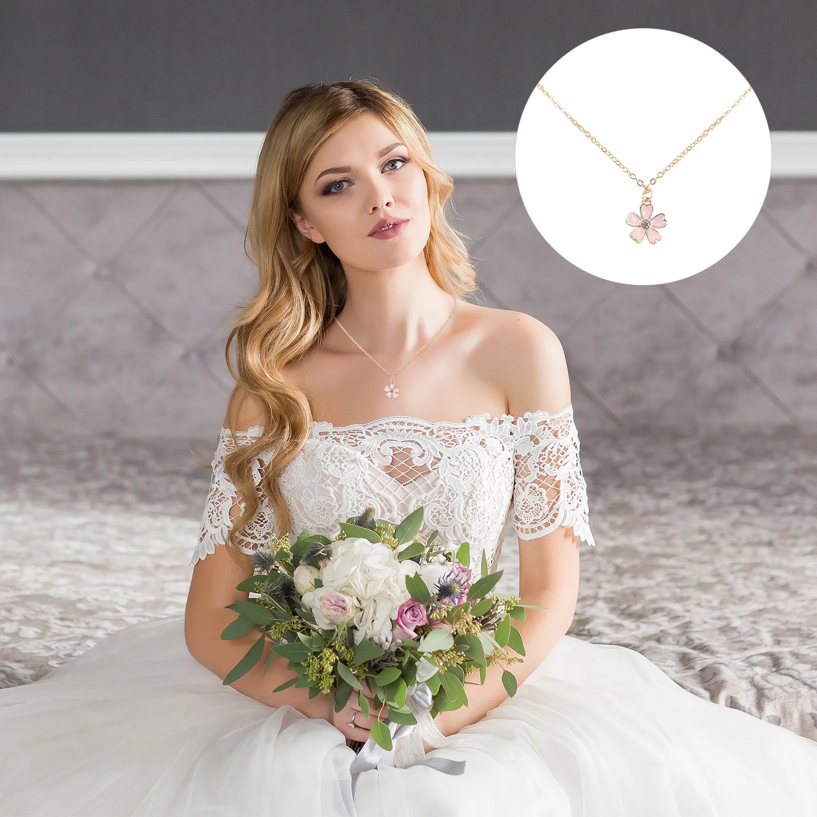 

Necklace Earrings Cherrydrop Jewelry Dangle Eardrop Flower Girls Clavicular Blossoms Wedding Party Alloy Ear