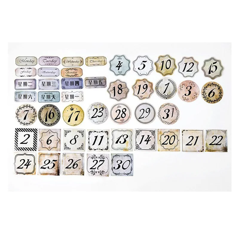 

40Packs wholesale Stickers Box vintage daily Art payment account Scrapbooking diy hand Material Sticker album decorative 4CM