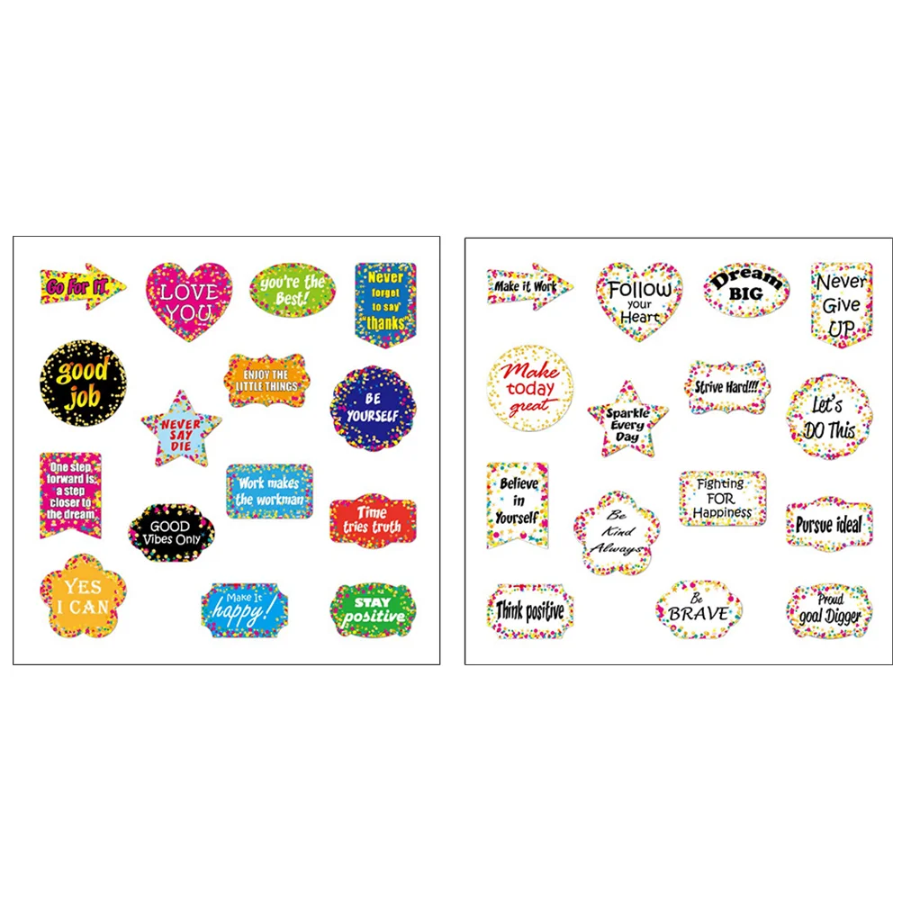 

2 Sets of English Phrase Stickers Inspirational Stickers Motivational Stickers