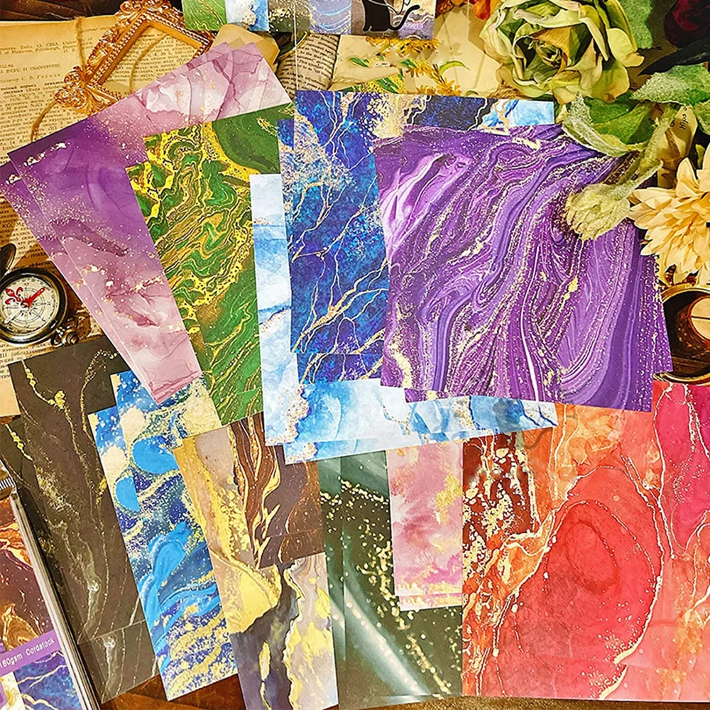 Односторонний мраморный бумажный коврик для скрапбукинга 48 листов с акварельным