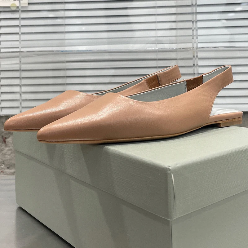 

Sandals Summer 2023 New Full Of Advanced Feeling Pointed Head Sandals Genuine Leather Material Appear Thin Female Shoes
