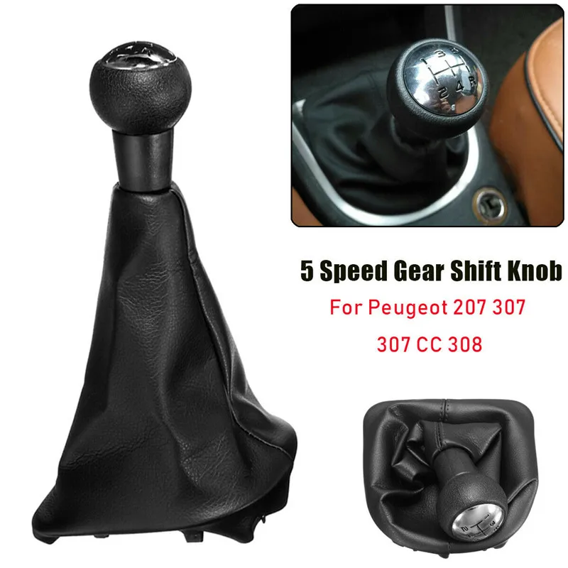 

5 Speed Gear Shift Knob Shifter Boot for Peugeot 207 307 307 CC 308 with Gaiter Boot Cover Professional Car Accessories