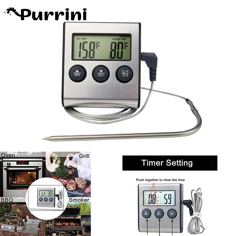 

Цифровой термометр из нержавеющей стали для приготовления барбекю и духовки