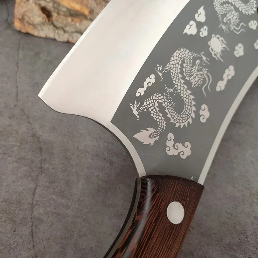 Сверхмощный китайский кухонный нож тесак для мяса мясника деревянная ручка из
