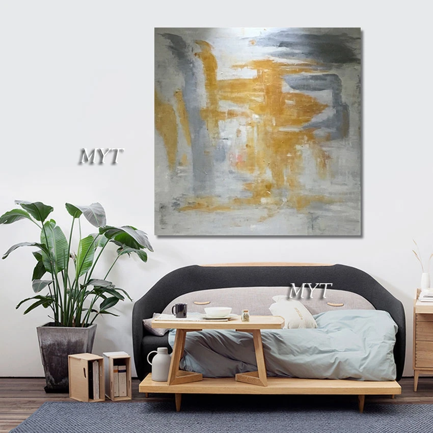 

Hand Painted Picture Simple Light Color Design Art Decor Wall Panel Modern Abstract Oil Painting Framless Home Decoration Piece