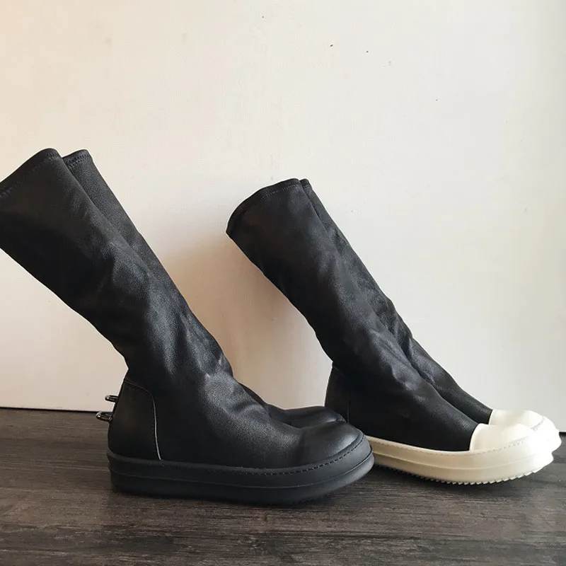 

Туфли-носки мужские до середины икры, натуральная овечья кожа, роскошные кроссовки, повседневная обувь для пар, обувь на платформе, 45