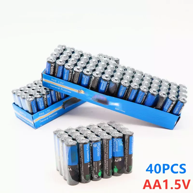 

40 шт., одноразовые щелочные сухие батарейки AA 1,5 в