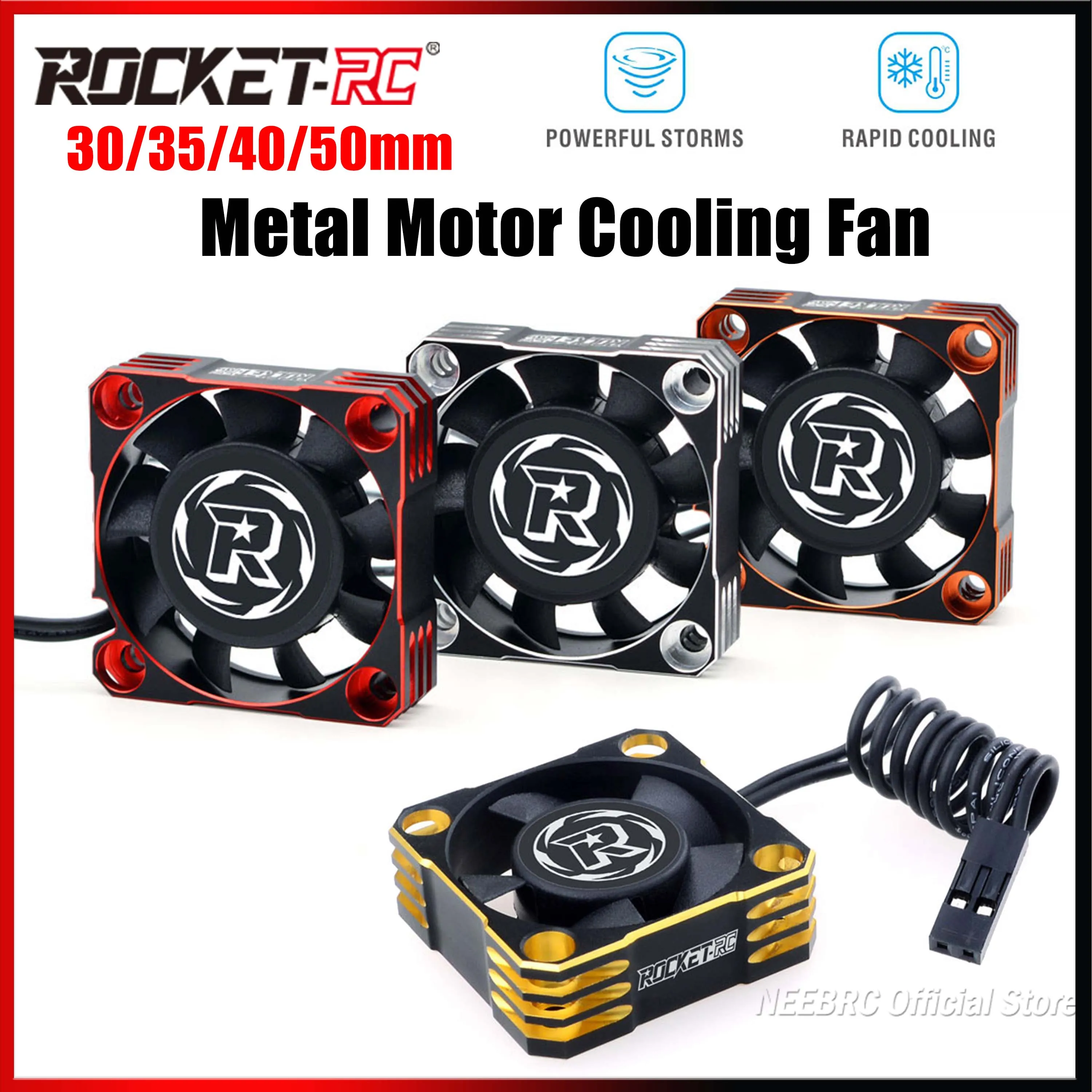 Фото ROCKET-RC 30 мм 35 мм 40 мм 50 мм Вентилятор охлаждения двигателя Металл 28000/21000/16000/10000 об/мин для 1/10 1/8 1/12 RC Car 540/550/3650 Игрушечная часть №1