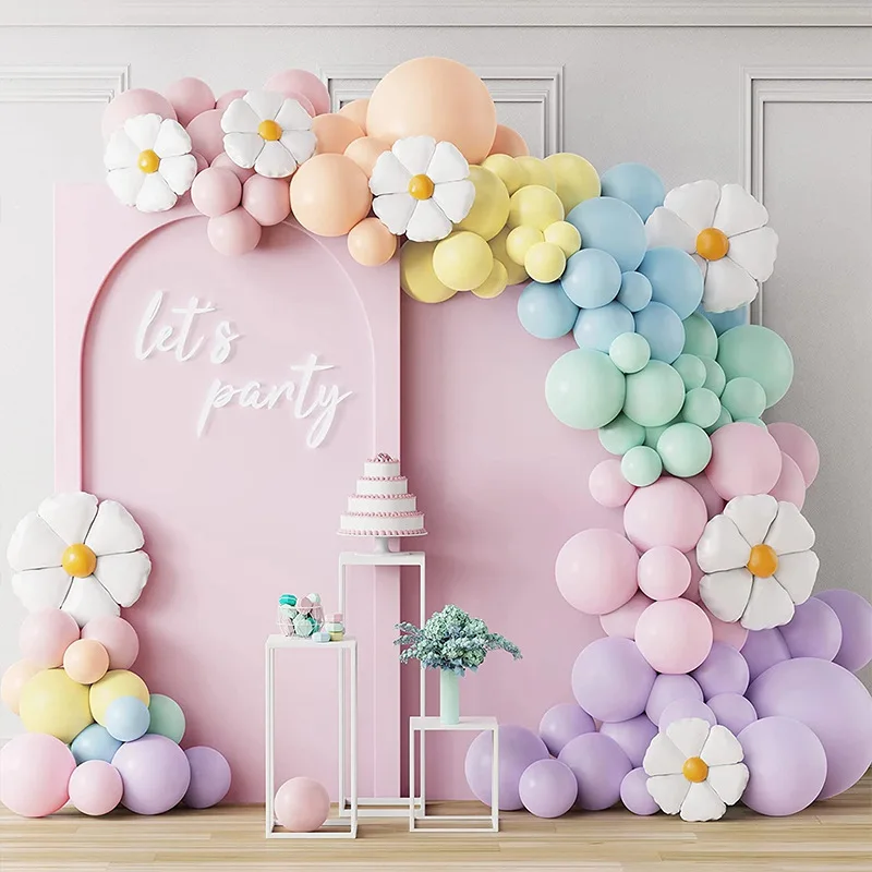 

141PCS/Lot Macaron Daisy Wreath Balloon Set Birthday Party Dress Up Wedding Decor Latex Balloon Set Wedding Hotel Decor