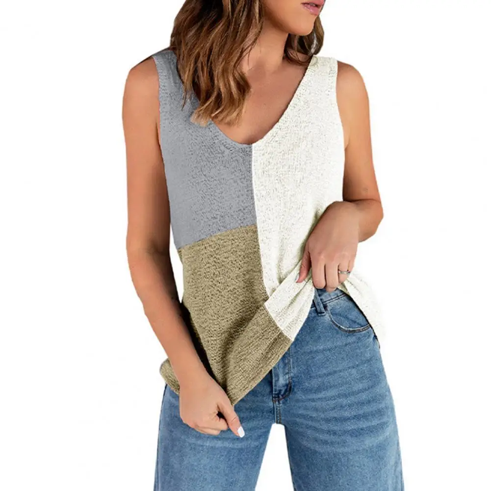 

Жилет женский вязаный с V-образным вырезом, повседневный Свободный Топ, цветная безрукавка, уличная мода, пляжная одежда, на лето