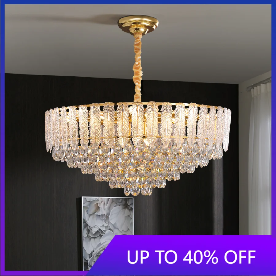

Modern Simple And Luxurious Living Room Crystal Pendant Lights Creative Rotating Staircase Atmosphere Duplex Villa Chandelier