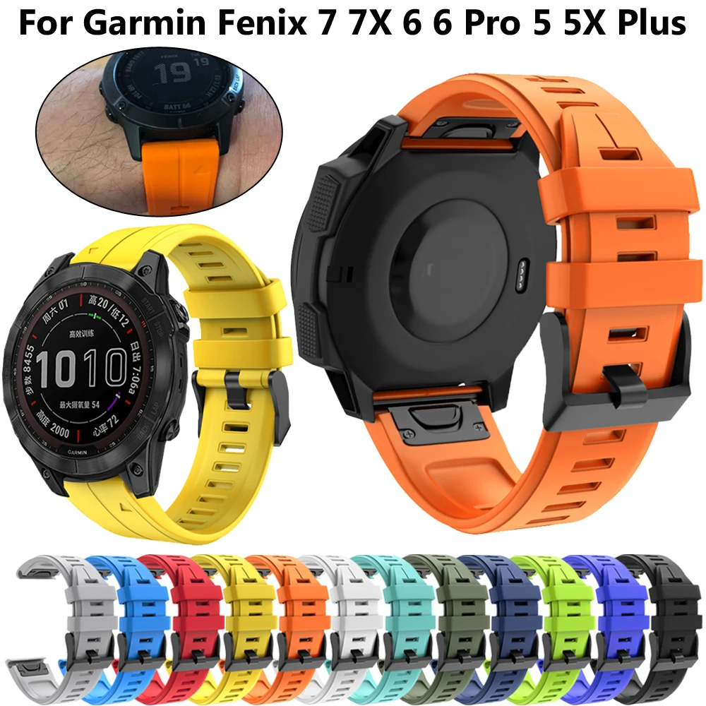 

Ремешок для наручных часов Garmin Fenix 7 7X 6 6X Pro 5X 5 Plus, силиконовый браслет для смарт-часов 3 3HR Epix 945 935, 22 26 мм