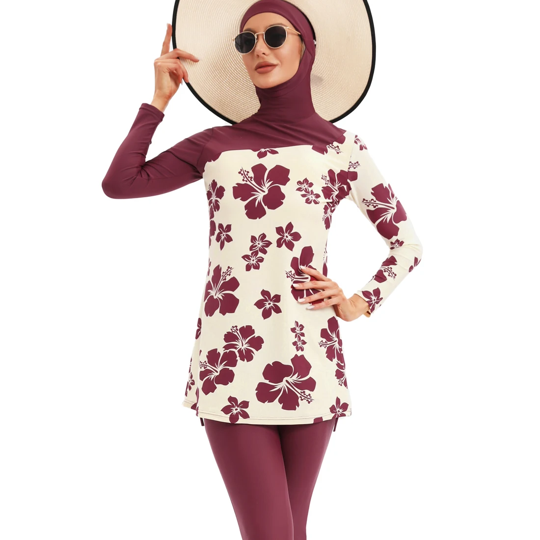 

Women Modest Muslim Swimsuit Burkini Burkini Full Cover Hijab Swimsuits Islamic Long Sleeve Top Pants Bathing Suit