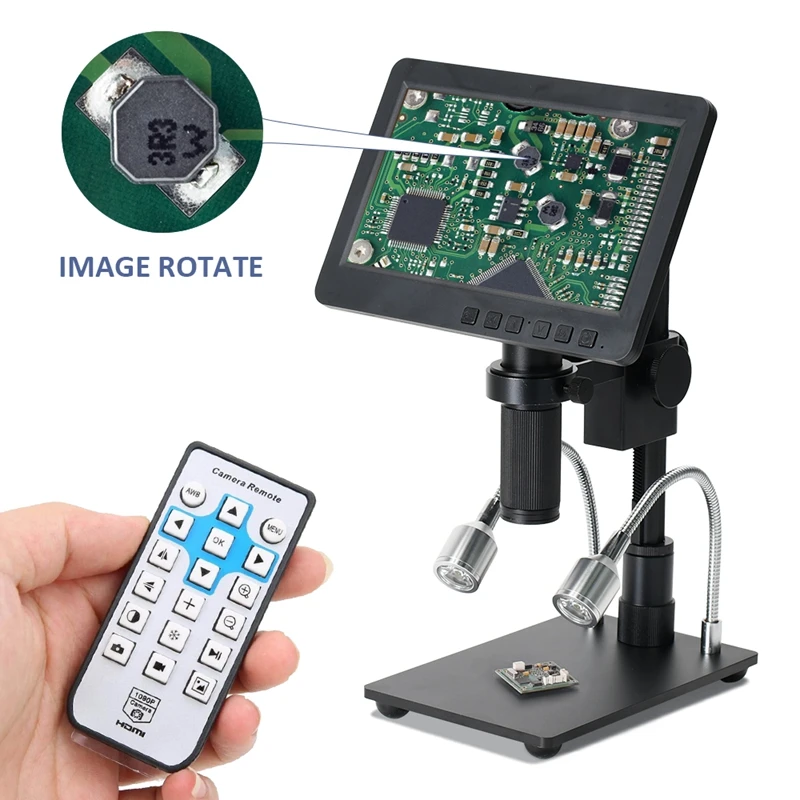 

Цифровой микроскоп, видеокамера с 7-дюймовым HD ЖК-дисплеем и объективом с-образным креплением для ремонта печатных плат и телефонов, 1200X 26MP ...
