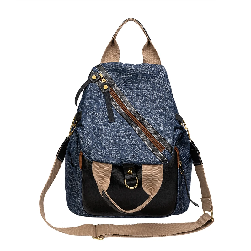 Women Large Capacity Backpack Purses High Quality Denim Female Multifunctional Bag School Bags Travel Bagpack Ladies Bookbag New