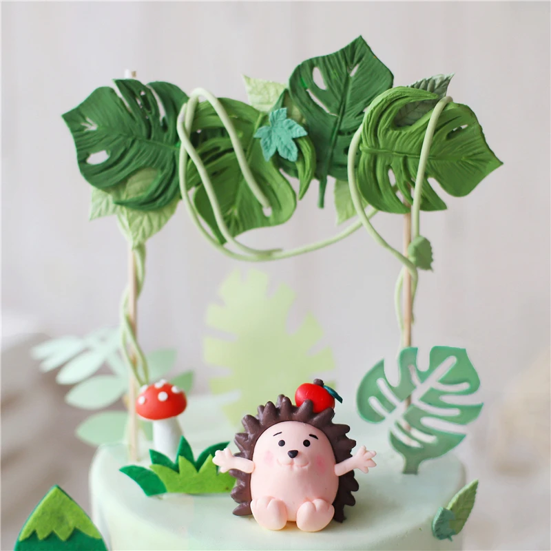 Лиса еж животные торт Топпер День рождения Торты выпечка джунгли сафари с днем