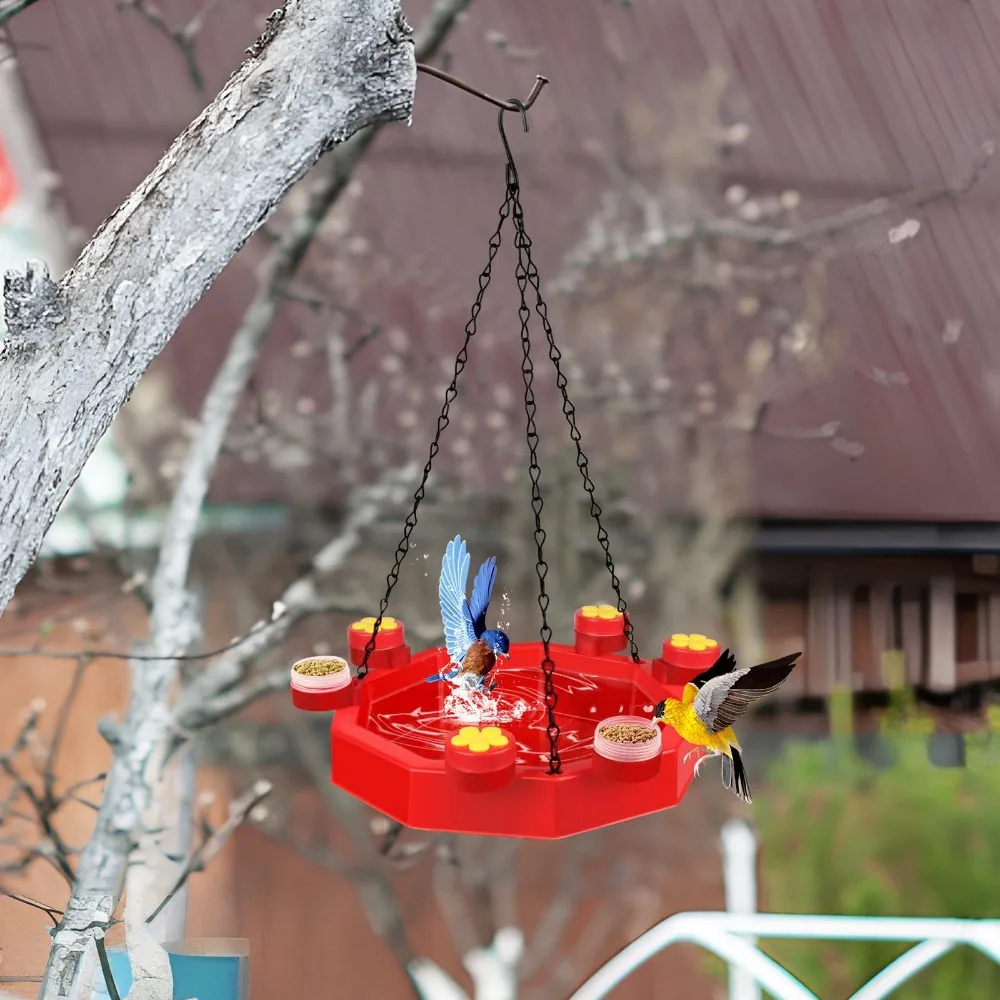 

Детская Многофункциональная Пластиковая герметичная водная кормушка для птиц с красным Колибри, подвесная с крючком, уличная кормушка для диких птиц