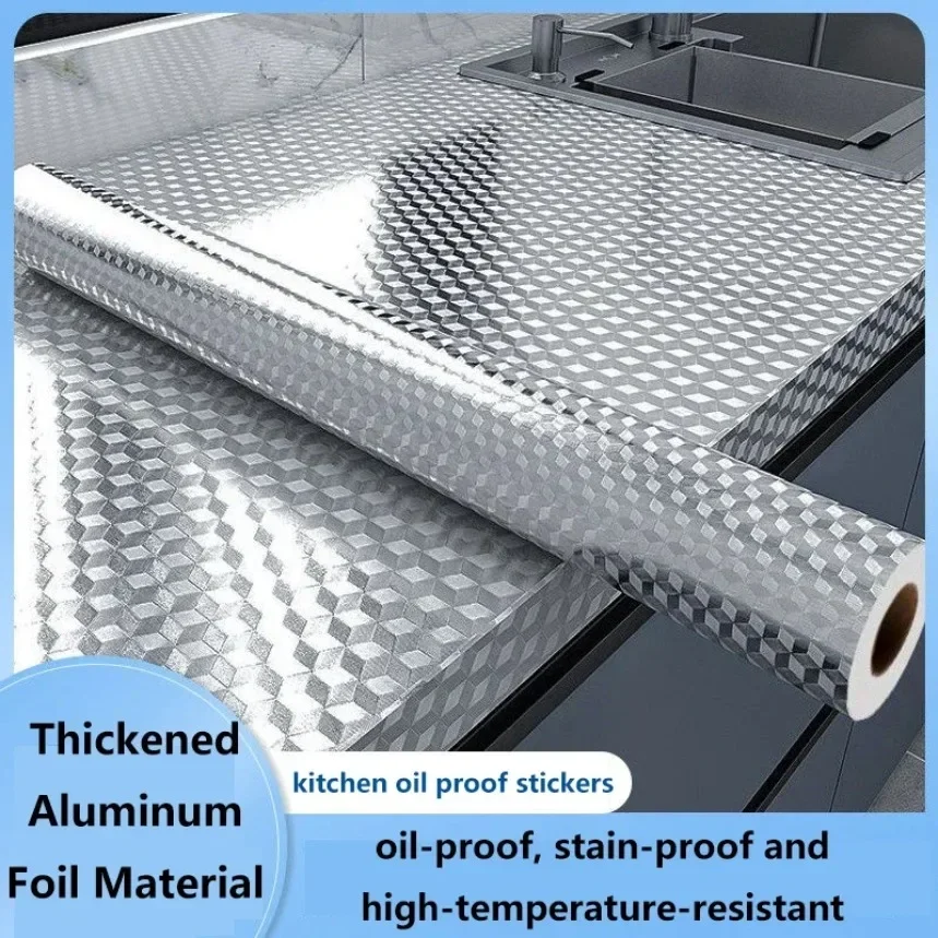 

Кухонные маслостойкие водонепроницаемые наклейки, устойчивые к загрязнениям высокотемпературная алюминиевая фольга, самоклеящиеся обои, наклейки на плиту, шкаф