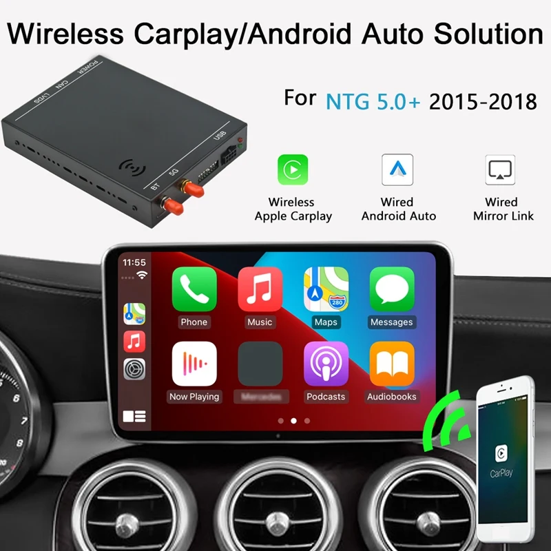 

Screen Upgrade Wireless Carplay Decoder Box For Android Auto Mirror Link For Mercedes Benz A B C E GLA 2015-18 NTG 5.0+