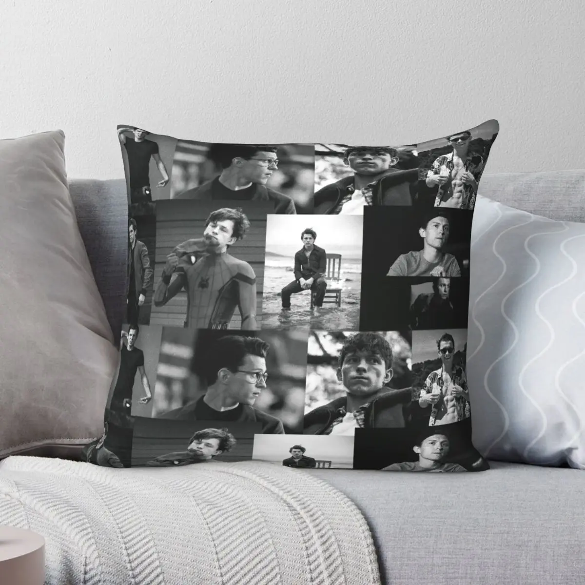

Tom Holland Collage Square Pillowcase Polyester Linen Velvet Pattern Zip Decor Pillow Case Bed Cushion Cover