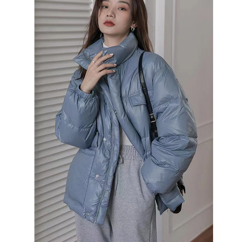 

Куртка женская короткая, на утином пуху, с воротником-стойкой и карманами, 2021, очень светильник, на зиму и весну, 1245