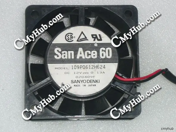 Двухпроводный охлаждающий вентилятор для SANYO DENKI 109P0612H624 DC12 в 0.13A 6020 6 см 60 мм 60x60x20