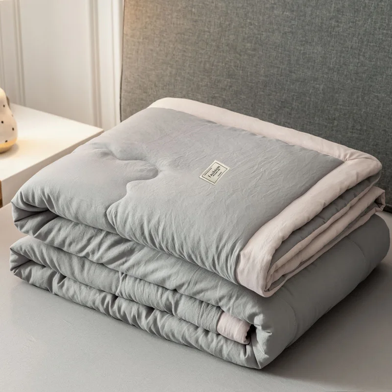 

Summer Air Conditioning Quilt Washed Cotton Throw Blanket Quilting Thin Comforter Cooling Duvet Quilted Quilt Solid Color