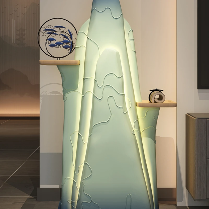 

large floor to ceiling decorations, living room, sofa, storage, home decoration lights, high-end housewarming gifts