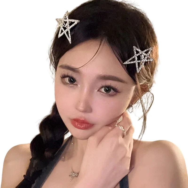 

2pcs Hairpin Star Shape Hair Accessories Sweet Gentle Women Girl Gift Duckbill Clip Fashion Gentle Barrettes Headdress Ornaments